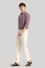 Martino Off White Plain Relaxed Fit Trouser