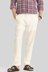 Martino Off White Plain Relaxed Fit Trouser