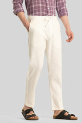 Martino Off White Plain Relaxed Fit Trouser