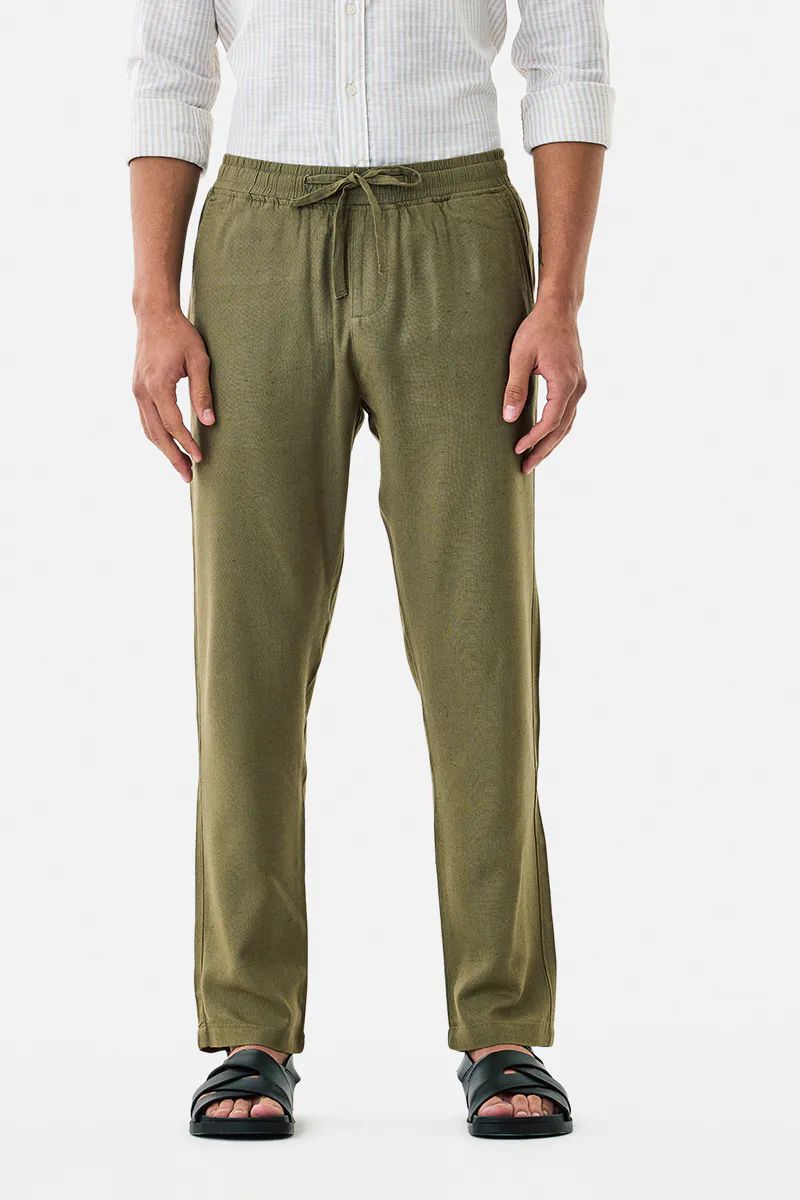 Wafty Olive Linen Trouser