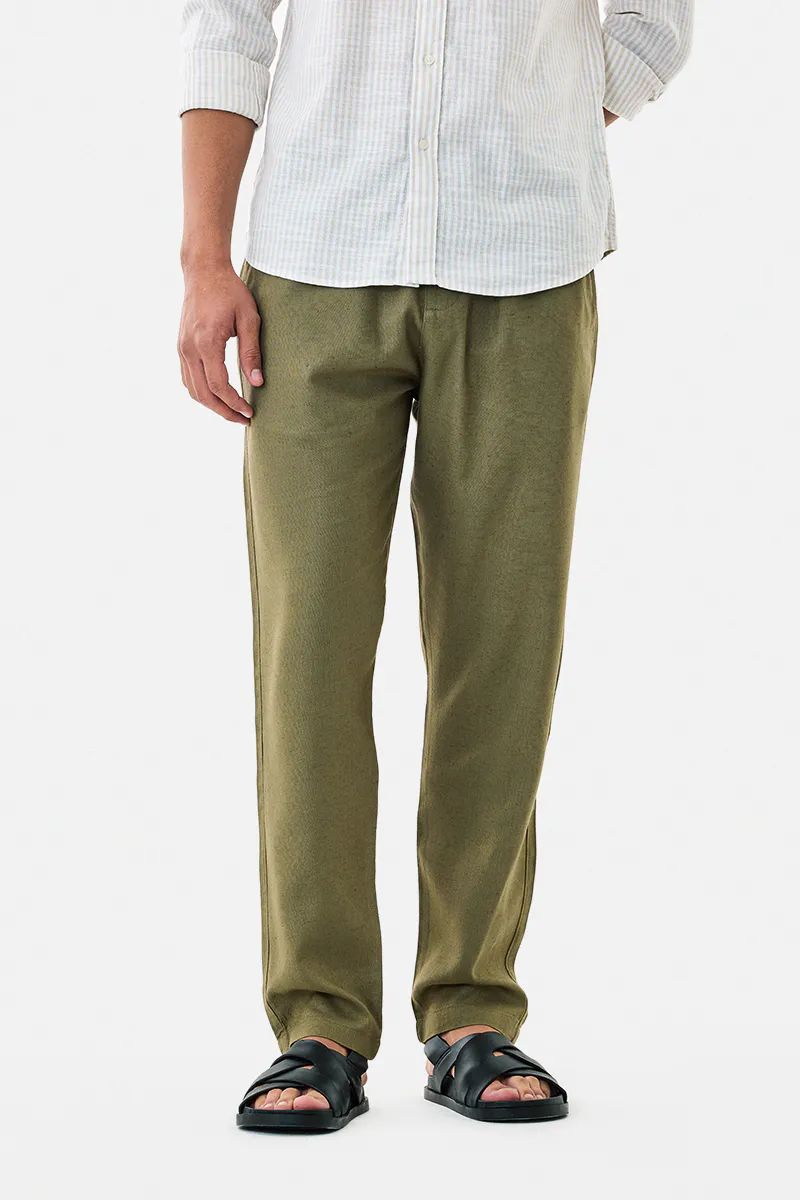 Wafty Olive Linen Trouser
