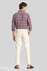 Martino Off White Plain Relaxed Fit Trouser